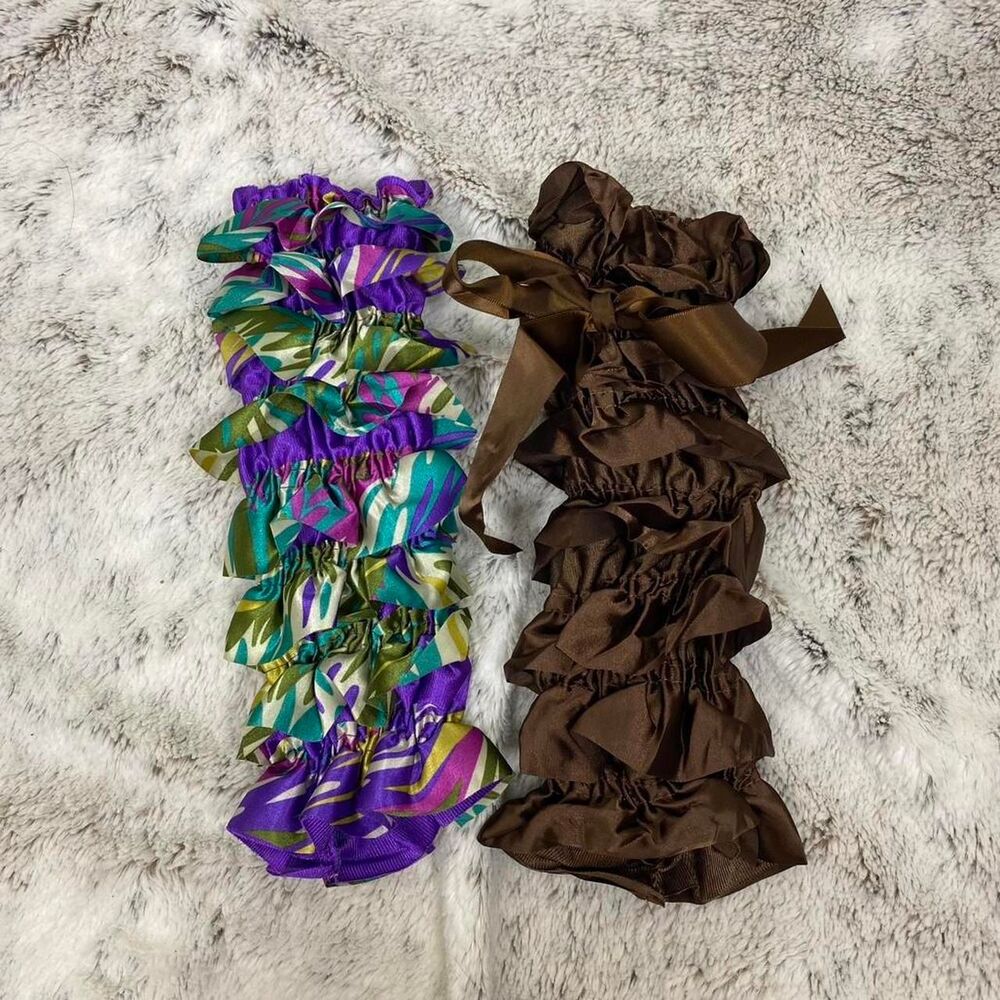Mismatched ruffle arm sleeves or ankle warmers frilly whimsy maximalist fairy